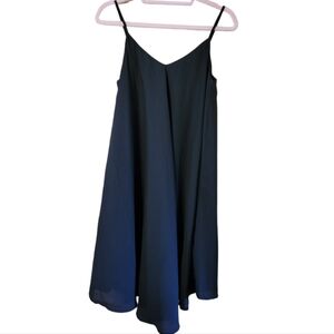 Slip Dress Black Criss-Cross Lined Midi Small